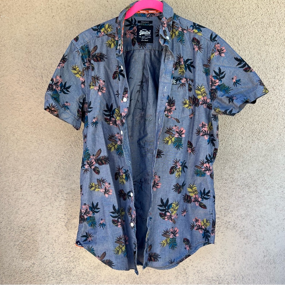 Superdry Men’s Short Sleeve Floral Print Button Down Shirt Small